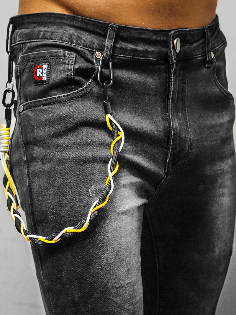 Spodnie jeansowe męskie czarne OZONEE DR/TF098Z