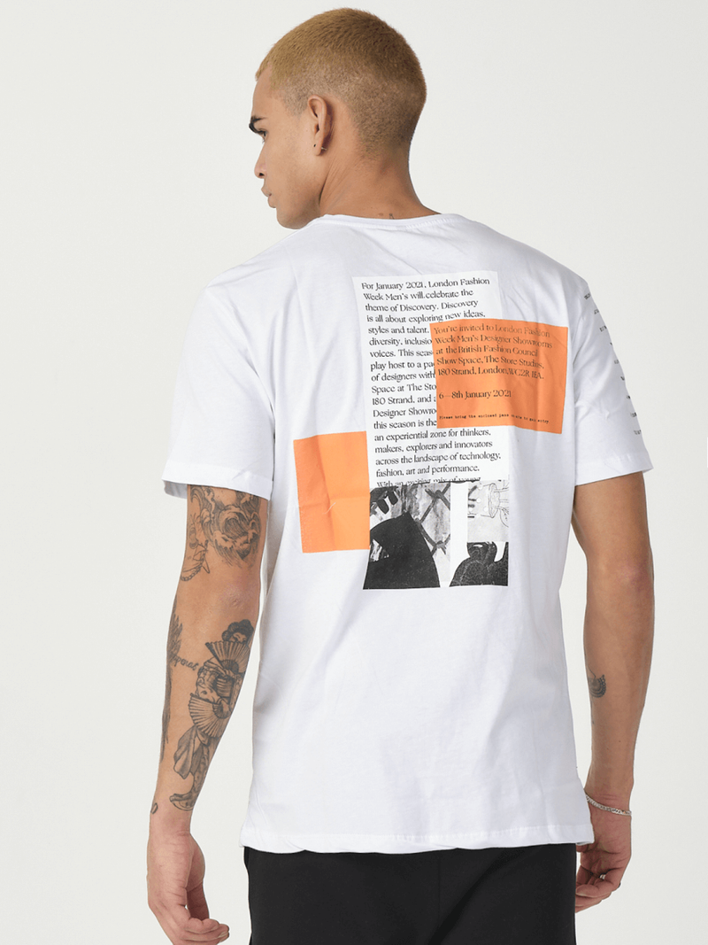 T-Shirt męski z nadrukiem biały OZONEE MR/21516