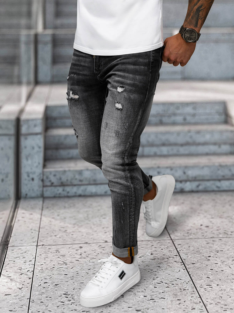 Spodnie jeansowe męskie czarne OZONEE NB/MP0169G