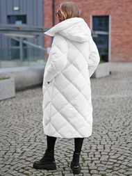 Kurtka zimowa damska długa pikowana biała OZONEE JS/5M3173/281Z