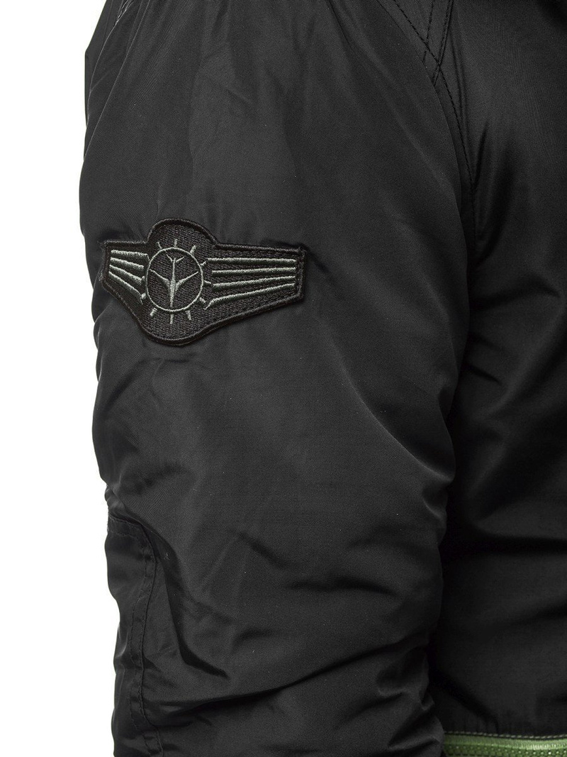 Kurtka zimowa męska parka z futerkiem czarna OZONEE JB/X1045KZ