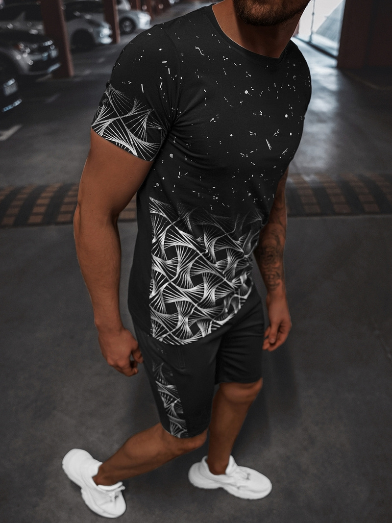 Komplet dresowy męski czarno-srebrny OZONEE O/HM751