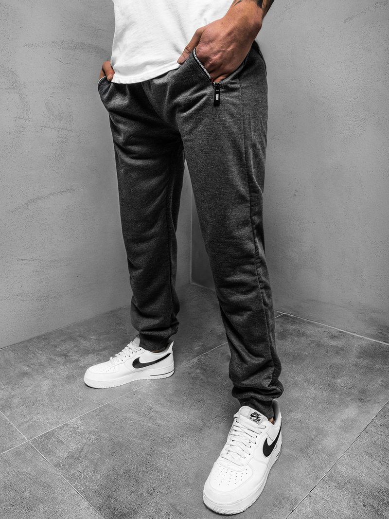 Spodnie dresowe męskie ciemno-szare js/xw006sz