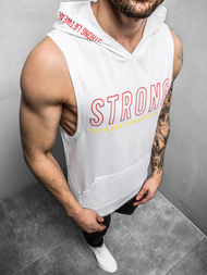 T-Shirt z kapturem męski biały OZONEE MAD/2992Z