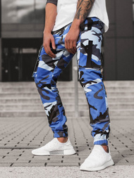 Spodnie męskie chino joggery niebiesko-czarne OZONEE O/11102