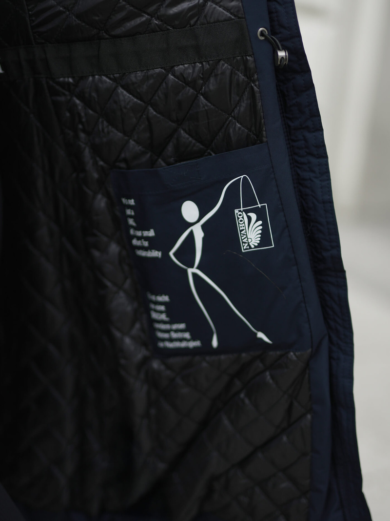 Kurtka zimowa damska długa pikowana granatowa OZONEE O/W377