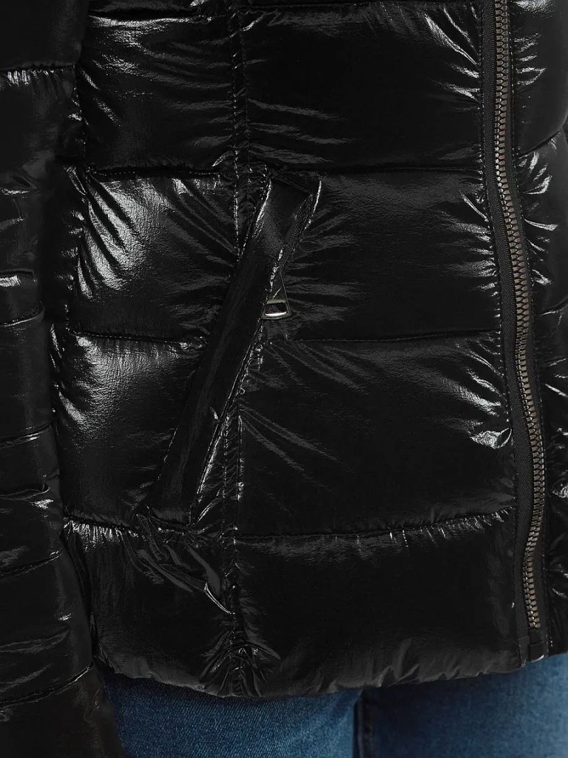 Kurtka zimowa damska z futerkiem czarna OZONEE O/DK030/1