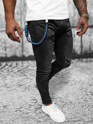 Spodnie jeansowe męskie czarne OZONEE DR/TF245