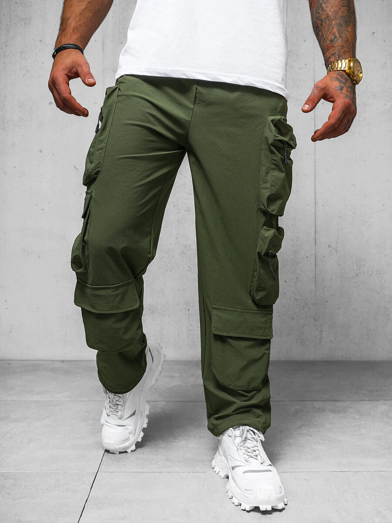 Spodnie męskie cargo wide leg khaki OZONEE O/PS5528