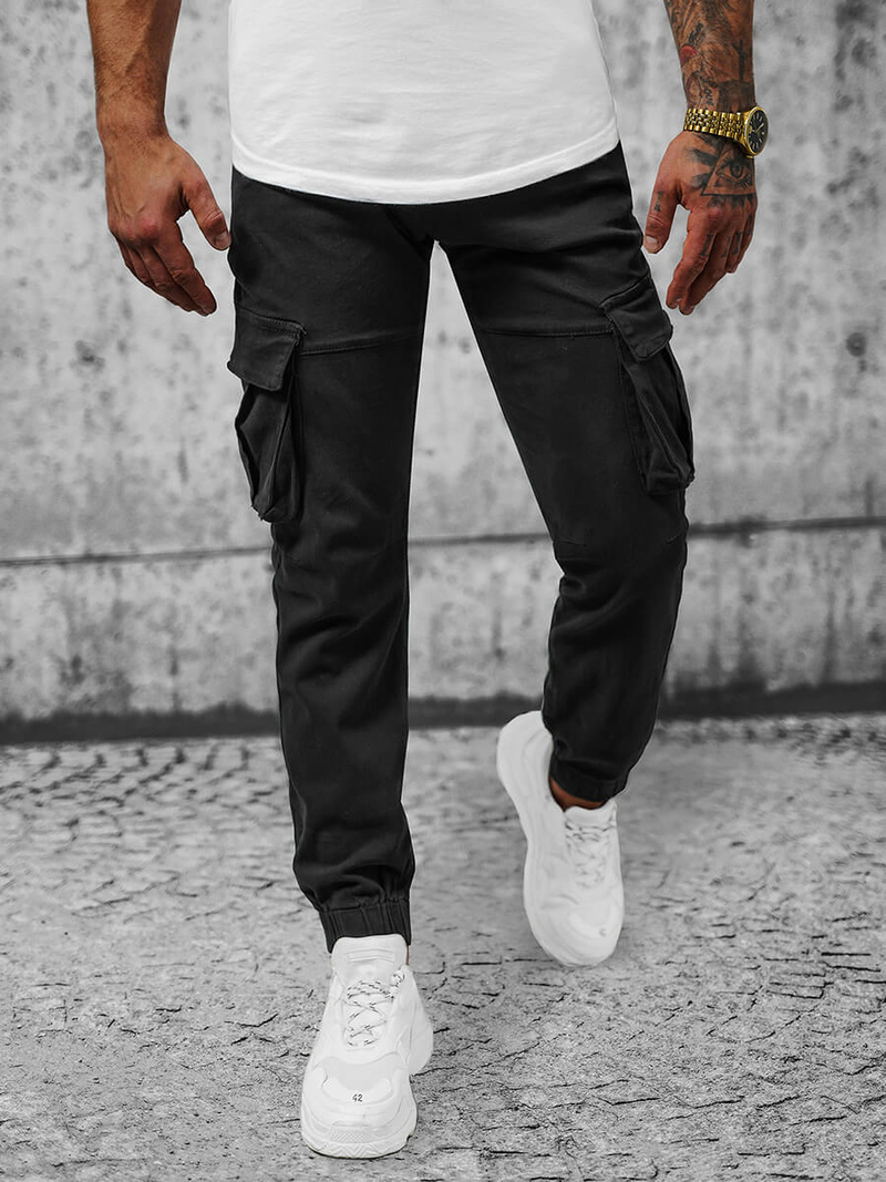 Spodnie męskie joggery czarne OZONEE NB/MP0105N