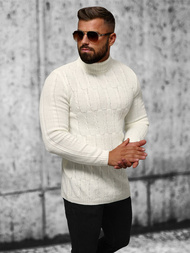 Sweter męski golf ecru OZONEE L/2665Z