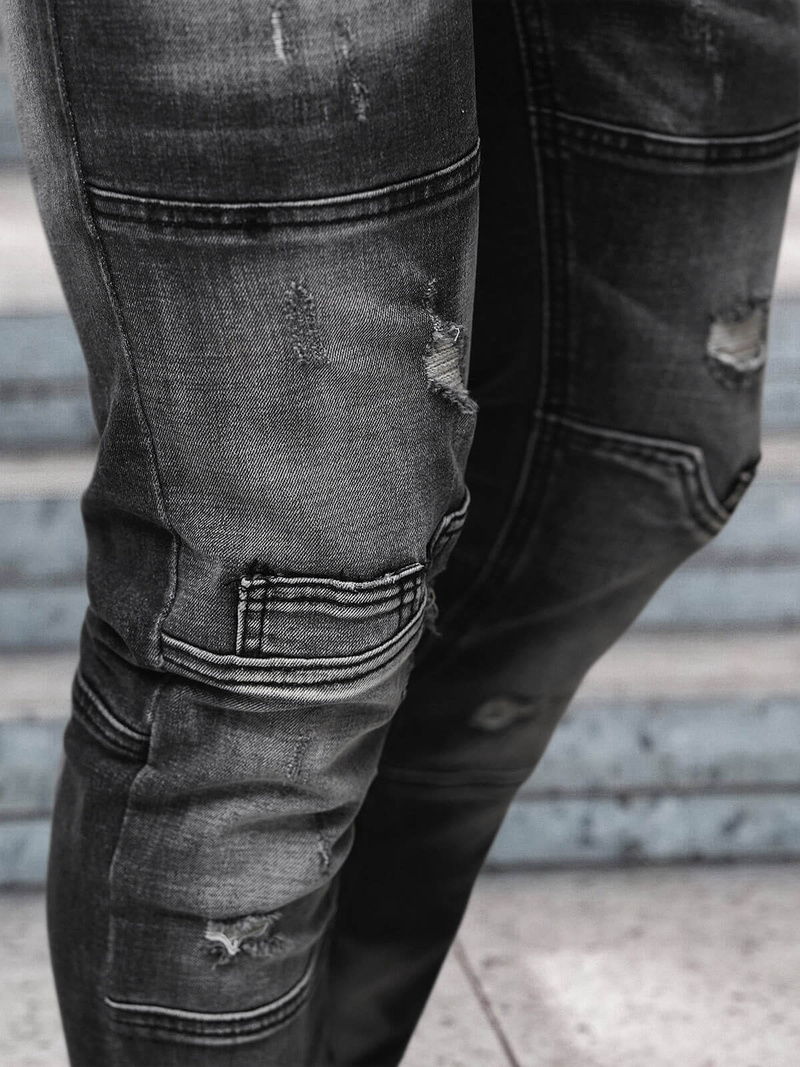 Spodnie jeansowe męskie slim fit czarne OZONEE NB/MP0155N