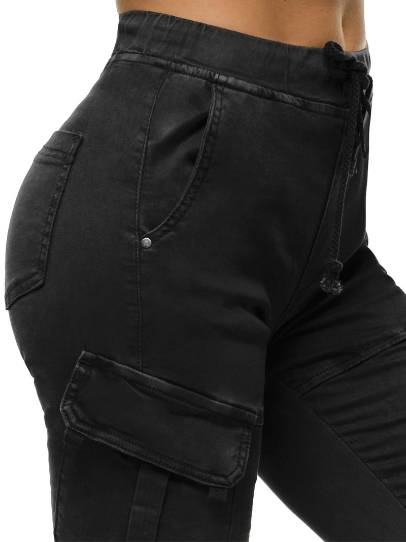 Spodnie damskie chino materiałowe czarne OZONEE O/LC647/1