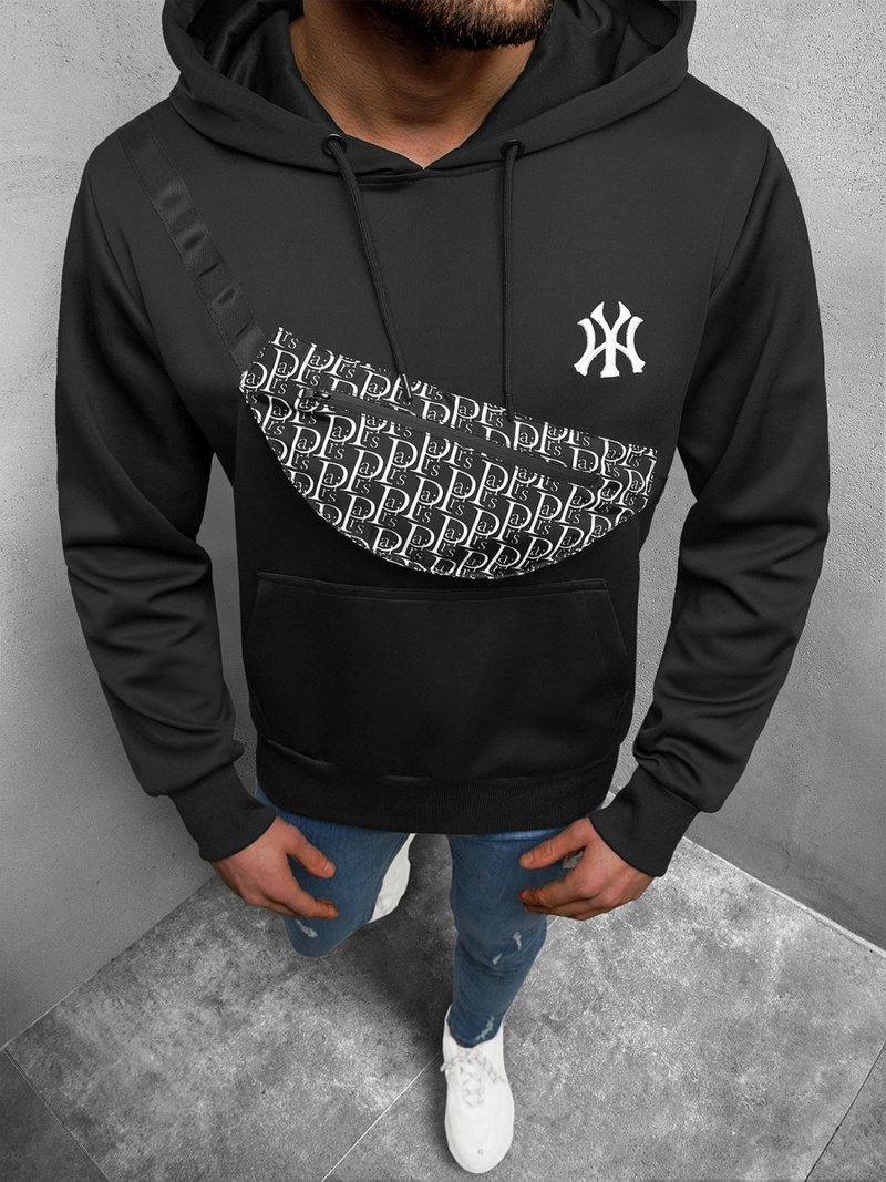 Bluza z kapturem męska czarno-biała OZONEE O/HM736Z