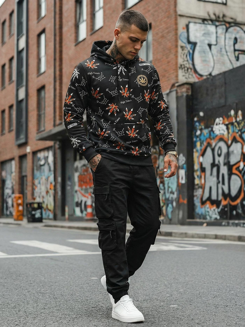 Bluza z kapturem męska czarna OZONEE O/B266Z