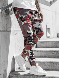 Штани чоловічі джоггери бордово-бежеві OZONEE G/11144