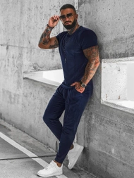 Komplet dresowy męski welurowy granatowy OZONEE O/12135