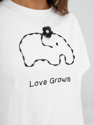 T-shirt damski z nadrukiem biały OZONEE JS/RJ77247