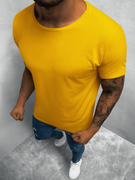T-Shirt męski bez nadruku żółty OZONEE O/BL83