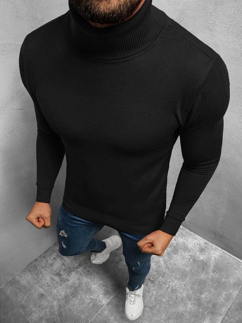 Sweter męski golf czarny OZONEE TMK/YY02/1Z