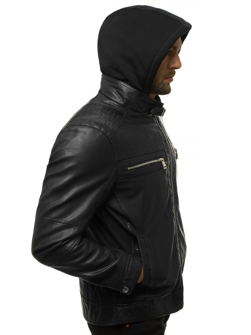 Kurtka skórzana męska czarna OZONEE JB/JP1171Z