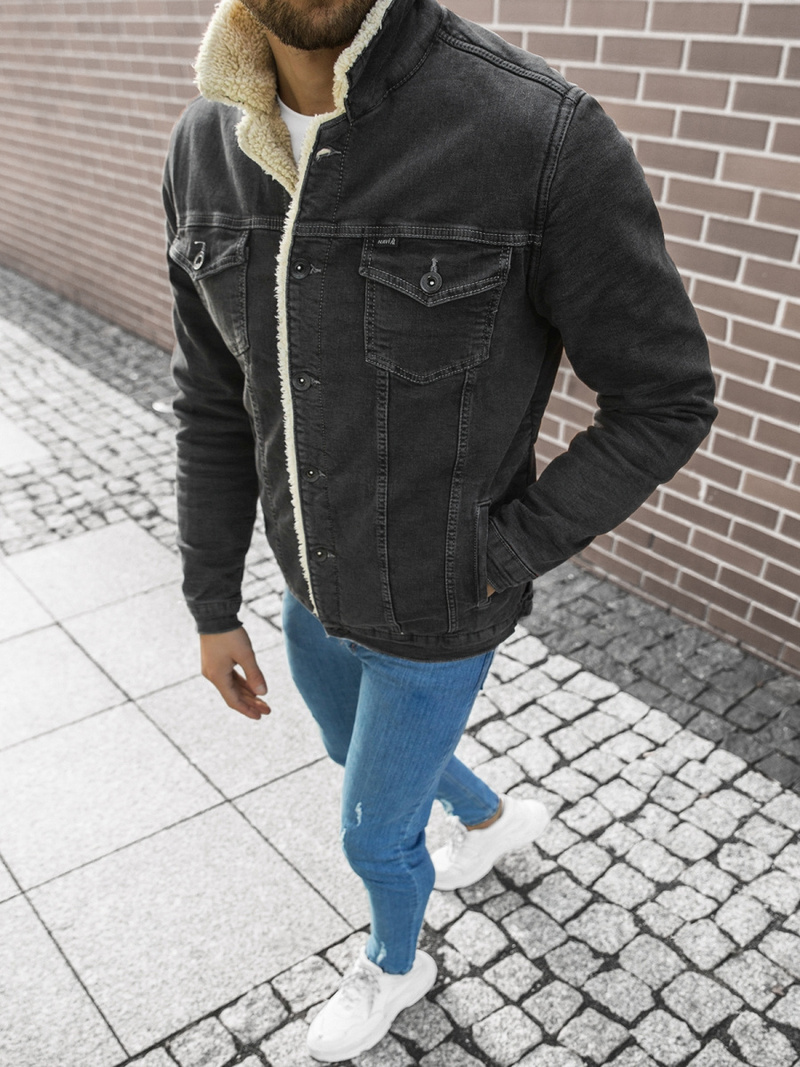 Kurtka męska jeans ciemno-grafitowa OZONEE BN/7317