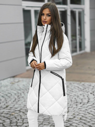 Kurtka zimowa damska długa pikowana biała OZONEE JS/5M3168/281Z