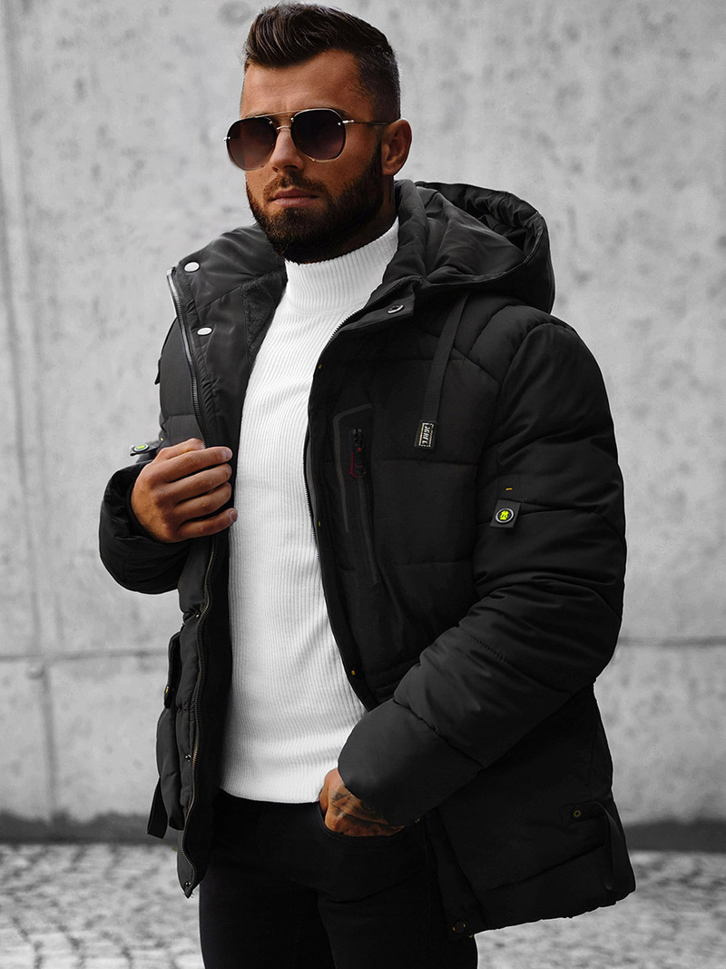 Kurtka zimowa męska pikowana czarna OZONEE JS/22M60/392Z