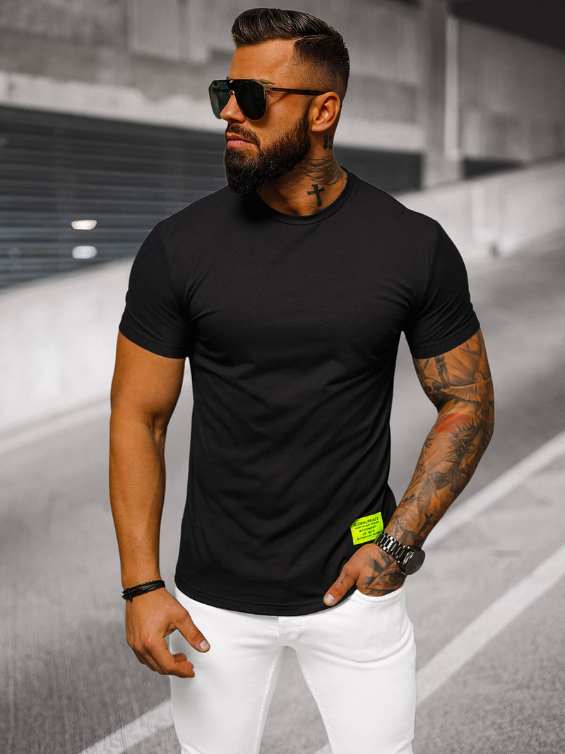 T-shirt męski slim fit czarny OZONEE NB/MT3046Z