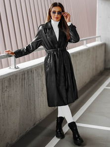 Płaszcz damski skórzany czarny OZONEE JS/11Z8100