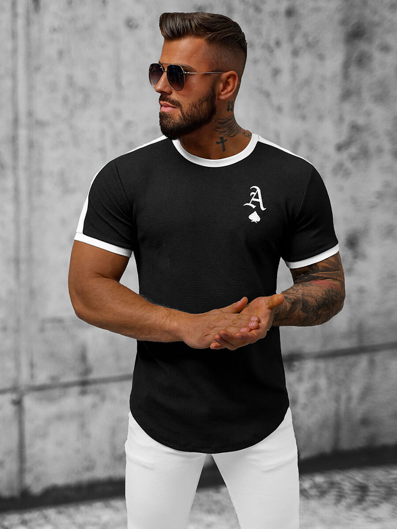 T-shirt męski czarny OZONEE O/TX6413