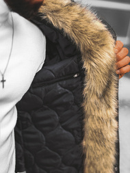 Kurtka zimowa męska z futerkiem czarna OZONEE O/5578