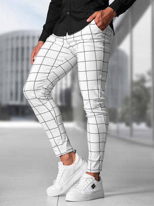 Spodnie męskie chino materiałowe białe OZONEE O/P4009Z