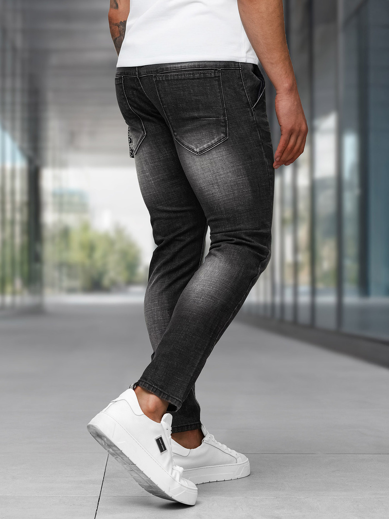 Spodnie jeansowe męskie slim fit czarne OZONEE NB/MP0091N