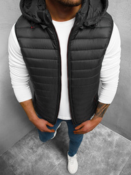 Kamizelka męska pikowana z kapturem czarna OZONEE N/7100/1