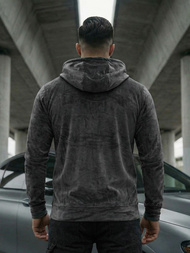 Bluza welurowa męska z kapturem grafitowa OZONEE JS/8B1168/6Z