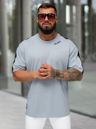 T-shirt męski loose fit jasno-niebieski OZONEE O/QQ1195