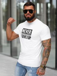 T-shirt męski slim fit biały OZONEE NB/MT3133