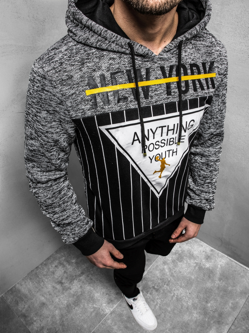 Bluza z kapturem męska szara OZONEE JS/KS1907Z