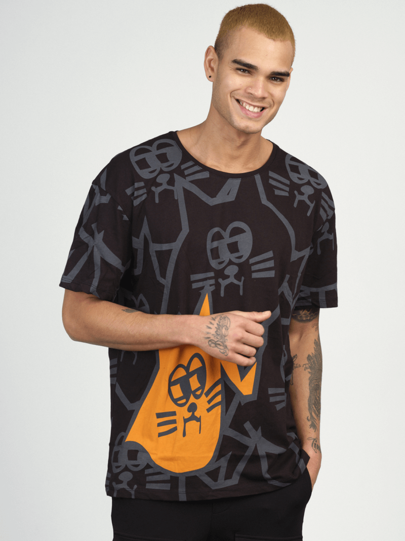 T-Shirt męski z nadrukiem czarny OZONEE MR/21535