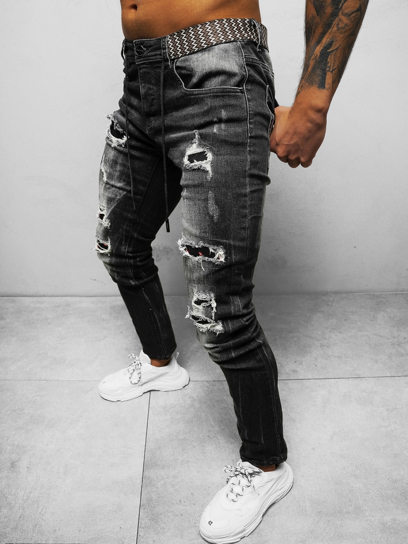 Spodnie jeansowe męskie czarne OZONEE NB/MP0026G