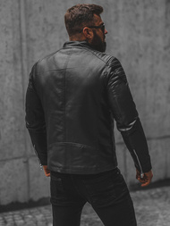 Kurtka skórzana męska czarna OZONEE JS/11Z8001Z