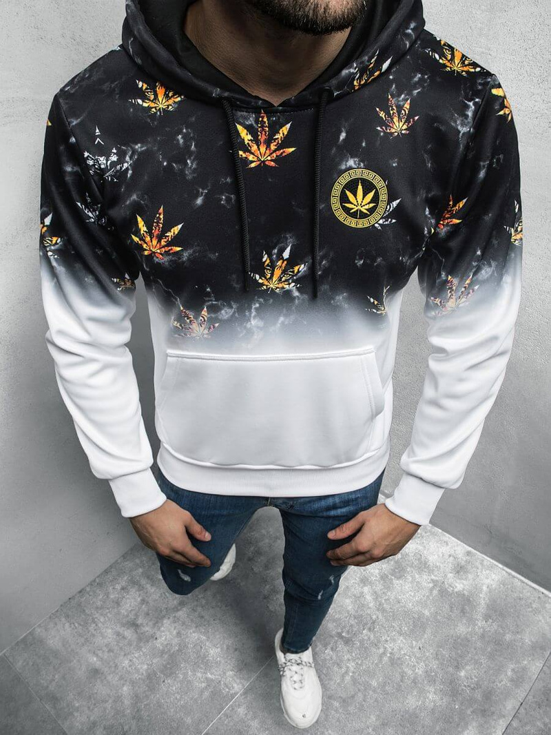 Bluza z kapturem męska czarno-biała OZONEE O/HM529