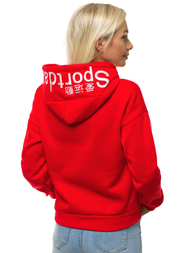 Bluza damska z kapturem czerwona OZONEE JS/KSW2039