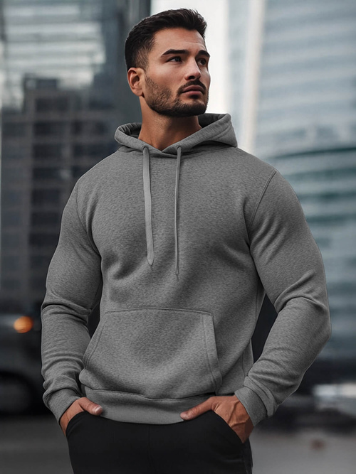 Bluza męska z kapturem ciemno-szara OZONEE JS/2009Z