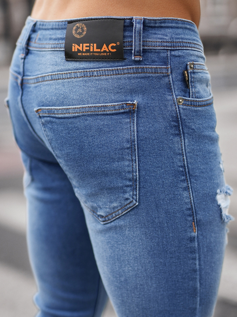 Spodnie jeansowe męskie niebieskie OZONEE O/398