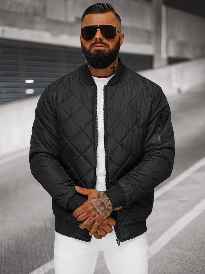 Kurtka męska pikowana czarna OZONEE JS/MY01Z