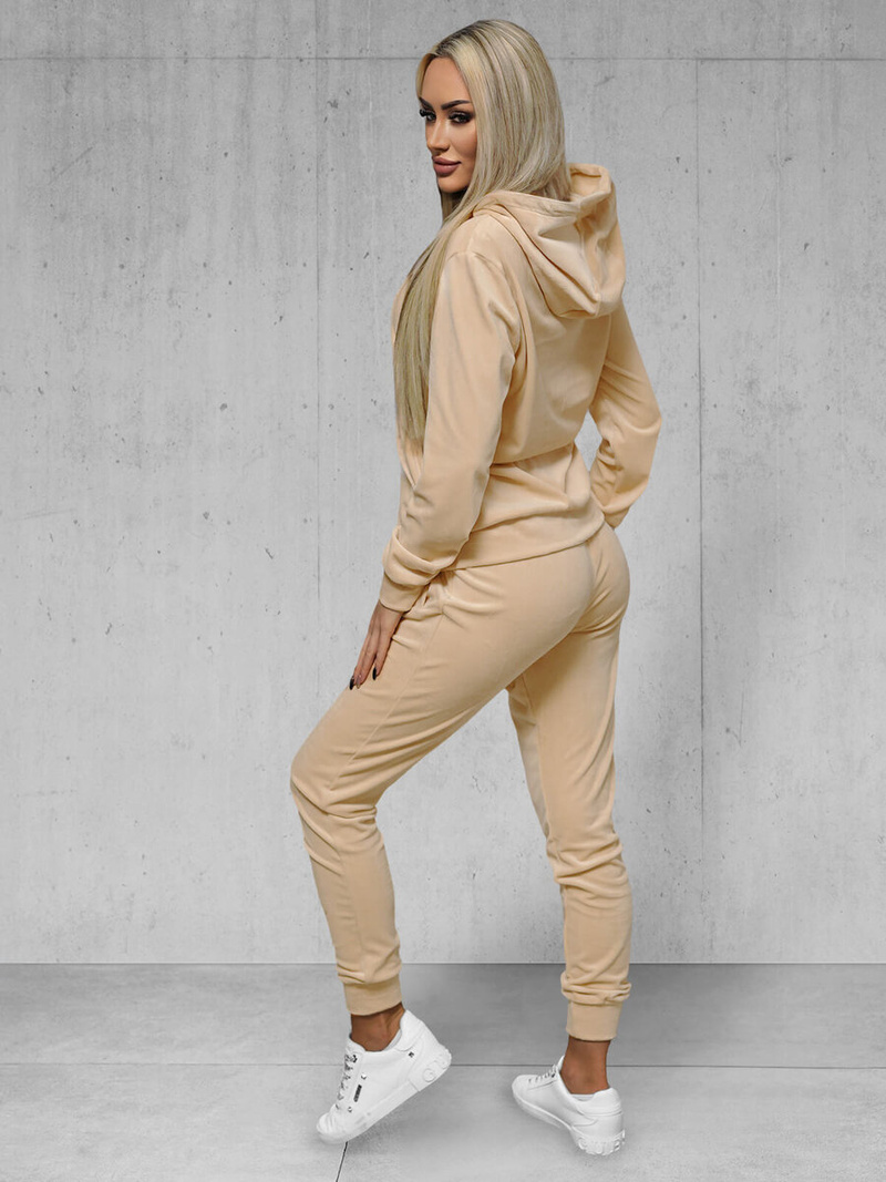Komplet dresowy damski welurowy jasno-beżowy OZONEE JS/8C1176/159