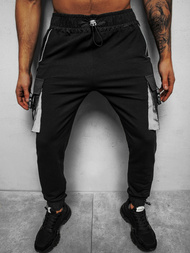 Spodnie męskie chino jogger materiałowe czarne b/21203004