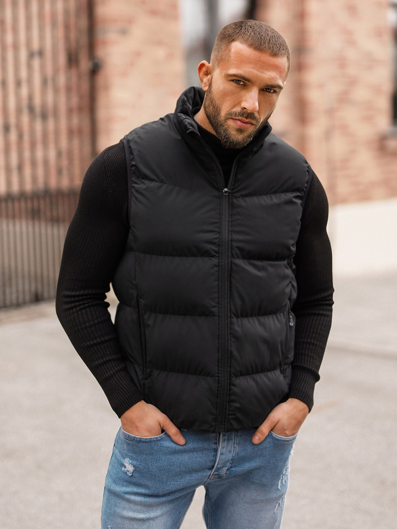 Kamizelka męska pikowana czarna OZONEE JS/18M1159/392Z